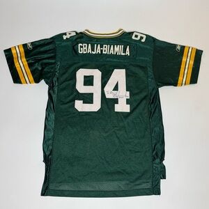 Green Bay packers signed Kabeer Gbaja-Biamila jersey women’s XL